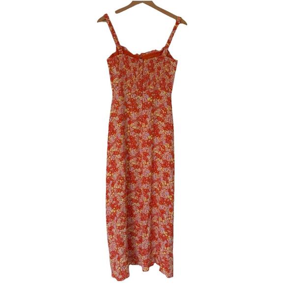 ASTR The Label NWT Elsie Orange Floral Smocked Midi Dress M Cottagecore Milkmaid - Picture 6 of 14
